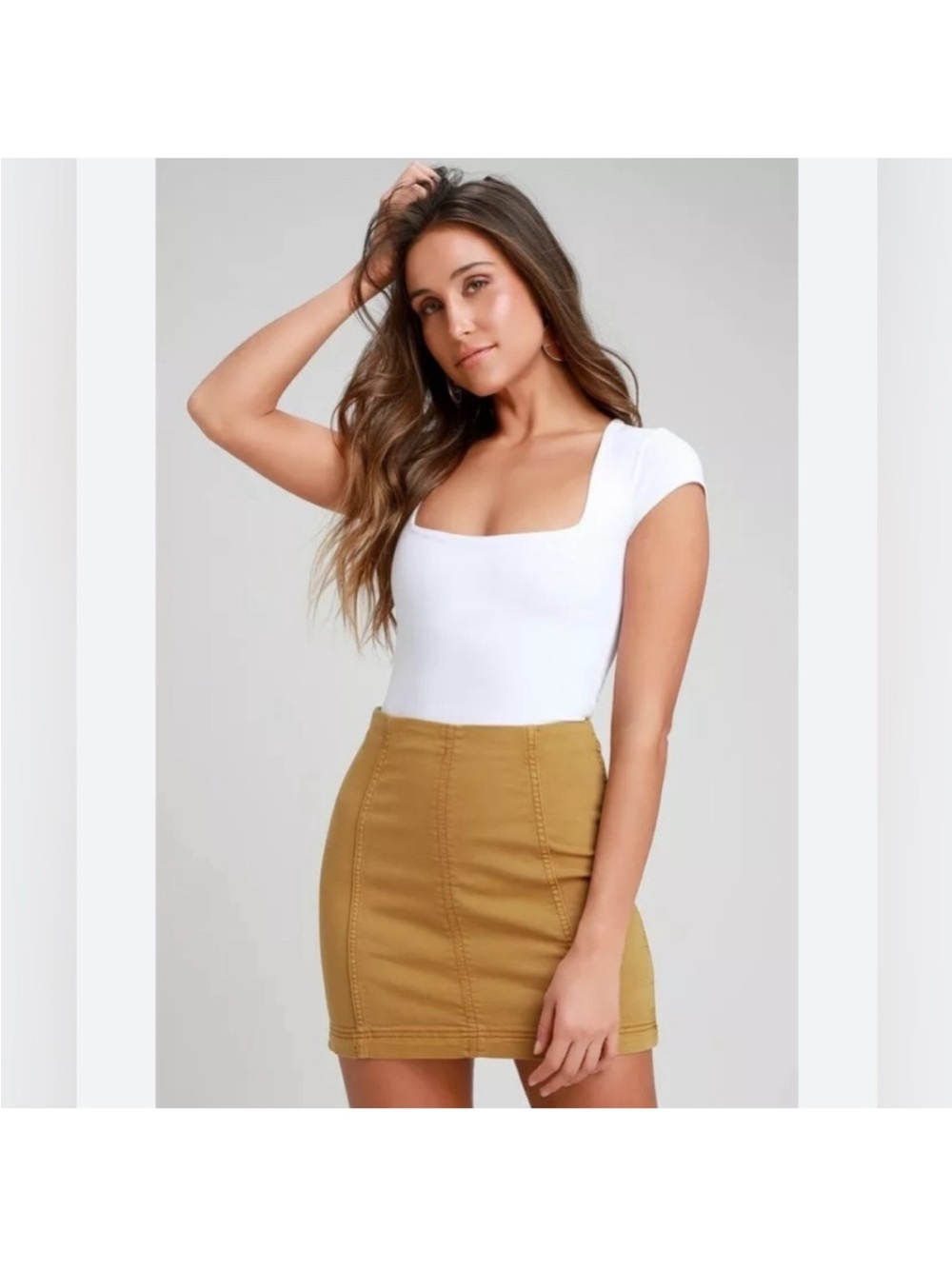 Free People Modern Femme Skirt Mustard Yellow